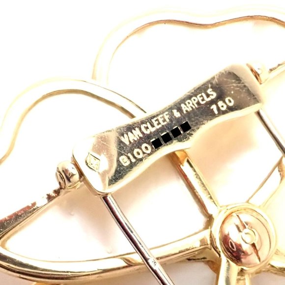 Van Cleef & Arpels Clématite 18k Yellow Gold Diamond Mother of Pearl Pin Brooch - Picture 9 of 9